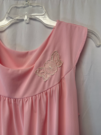 Blush Pink Sleeveless Nightgown with Floral Appliqué Detail – Size S