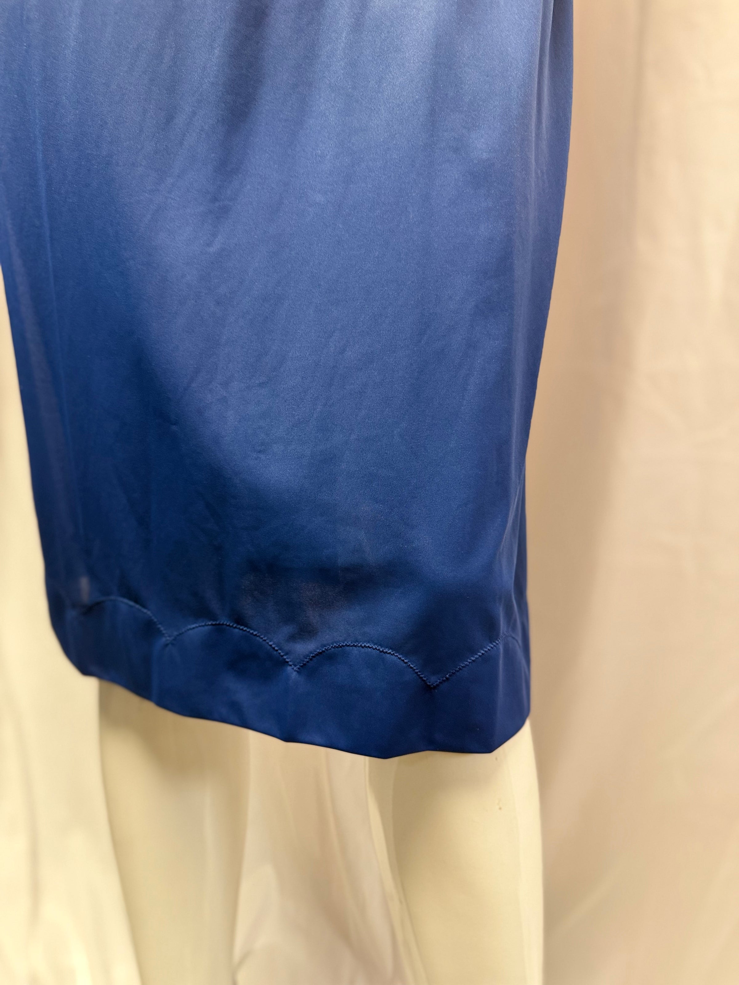 Deep Blue Nylon Lace Detail Nightgown - Size XL