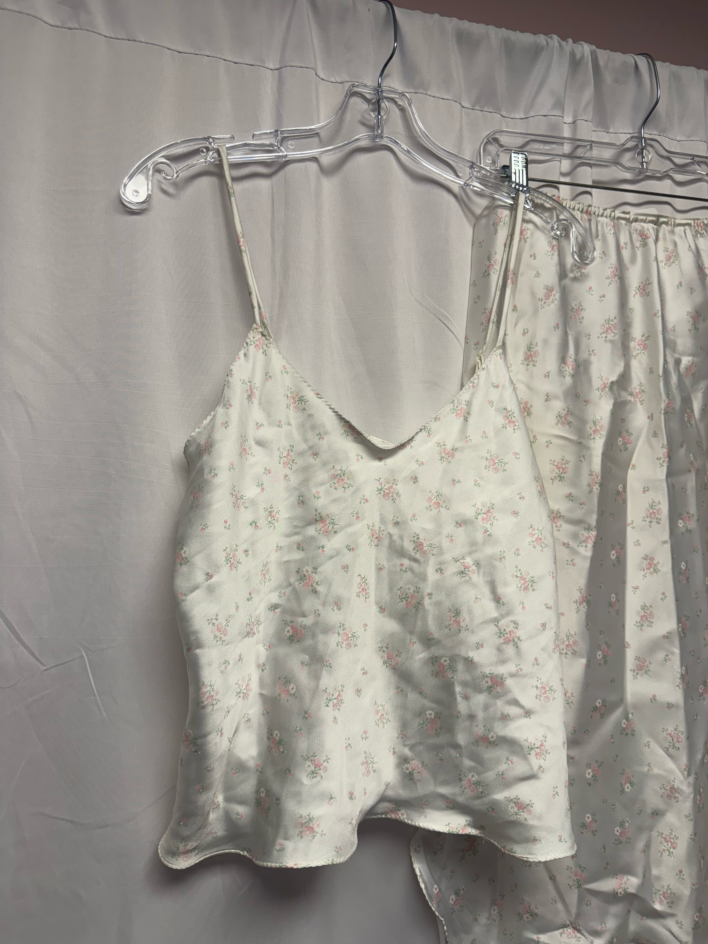 Ivory Floral Camisole & Skirt Lingerie Set – Size S