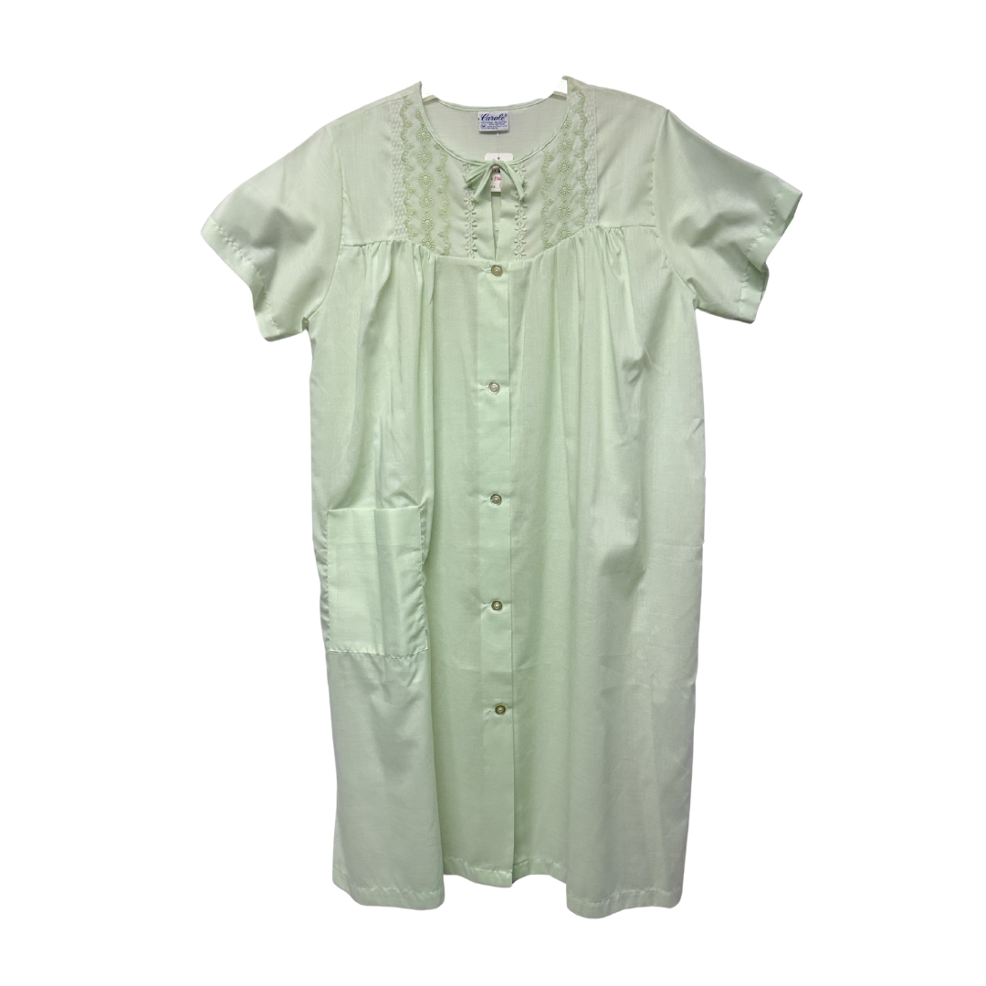 Vintage Mint Green Embroidered Robe by Collette by Miss Elaine – Size XL