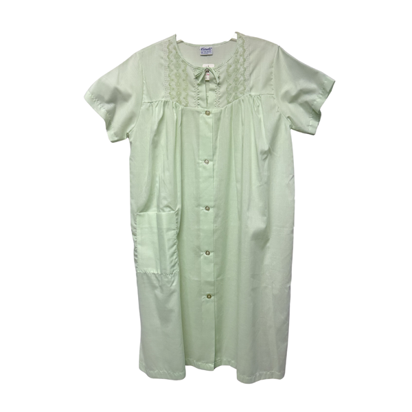 Vintage Mint Green Embroidered Robe by Collette by Miss Elaine – Size XL