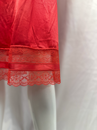 Scarlet Nylon Lace Trim Nightgown Boudoir Sleepwear - Size M