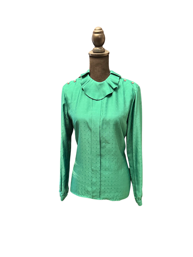 Vintage emerald green  long sleeve blouse