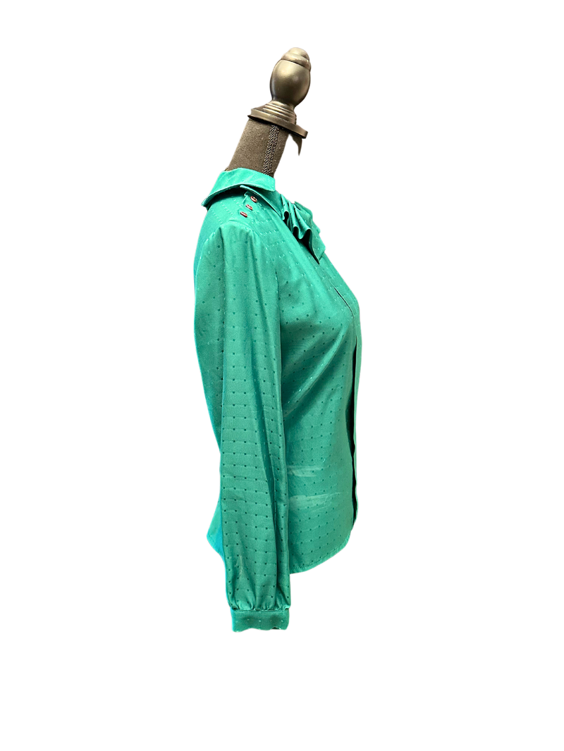 Vintage emerald green  long sleeve blouse