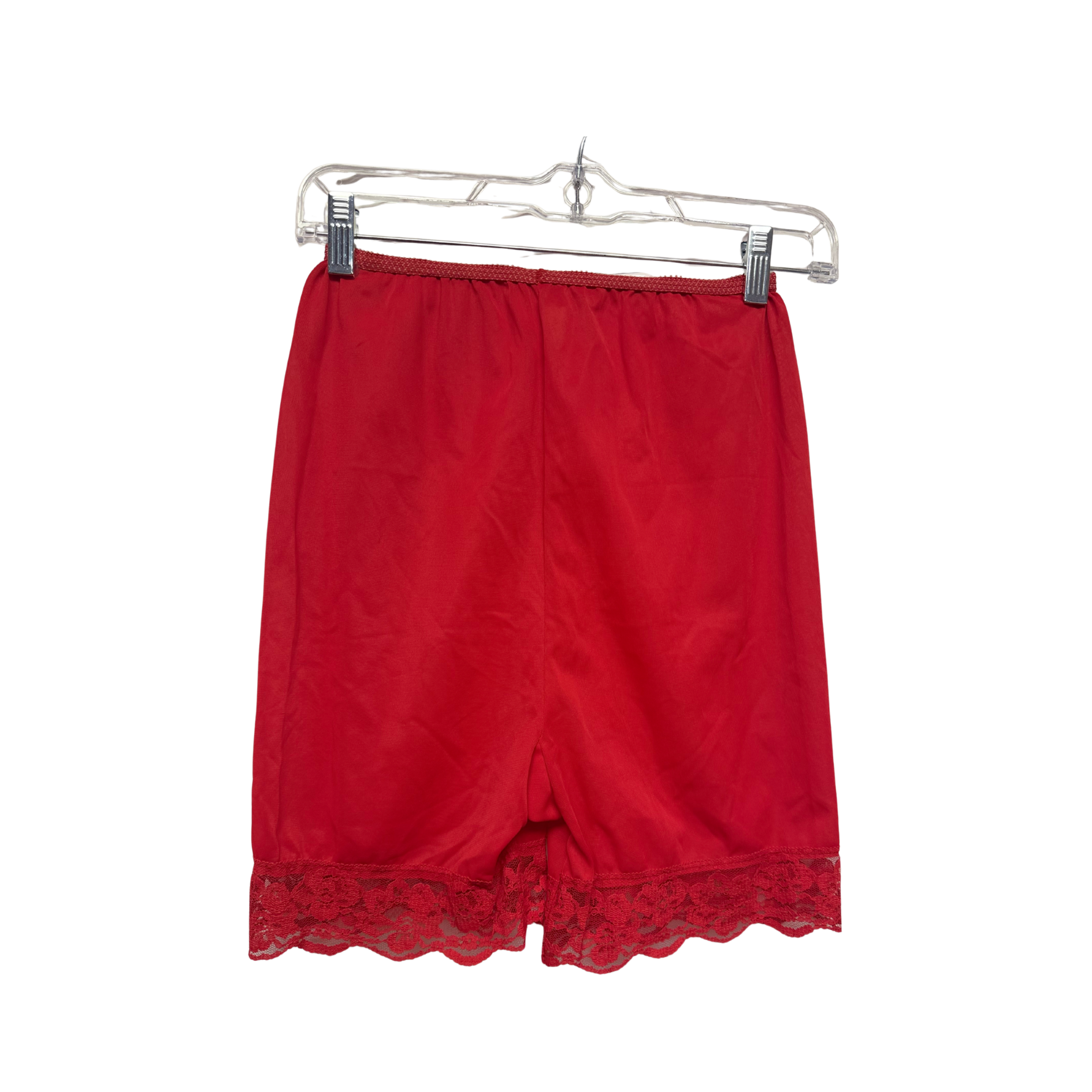 Vintage Red Lace Trim Boudoir Tap Shorts – Size S
