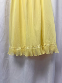 1970s Sheer Yellow Ruffle Trim Lingerie Slip with Frilly Sleeves – Size S